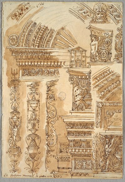 Facade of Santa Cecilia in Bologna; Architectural Studies by Felice Giani