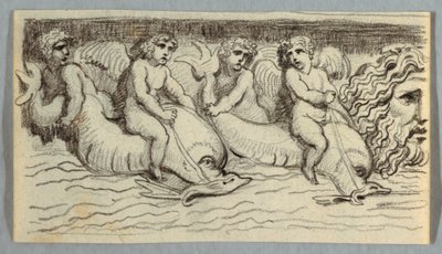 Frieze with Dolphins and Putto by Felice Giani