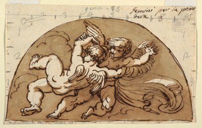 Gemini, Lunette for Ceiling, Sala Ottagonale, Palazzo Milzetti, Faenza by Felice Giani