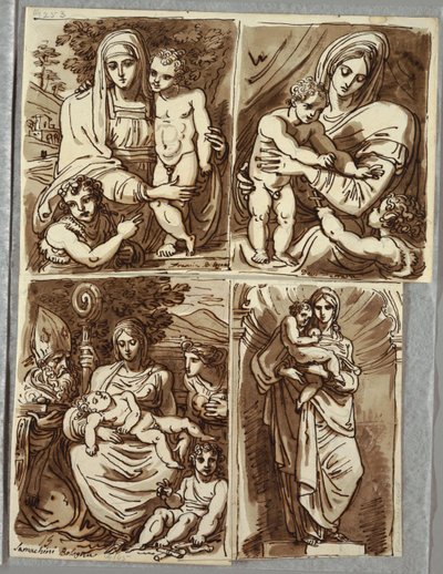 Madonna and Child and St. John, Study after Francia; Madonna and Child with St. John, Study after Dossi; Madonna and Child with St. John, Bishop Saint, St. Appolonia; Madonna and Child in Niche, Study after Sculpture by Salvator Mundy by Felice Giani