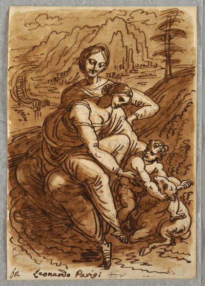 Madonna and Child with St. Anna and Lamb, After Leonardo by Felice Giani