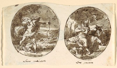 Man the Hunter, Man the Shepherd, Design for Vaulted Ceiling, Sala dei Legislatori, Palazzo Conti-Sinibaldi, Faenza by Felice Giani