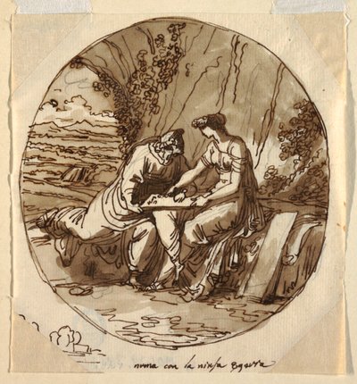 Numa Pompilius and Egeria, Sala di Numa Pompilius, Palazzo Milzetti, Faenza by Felice Giani