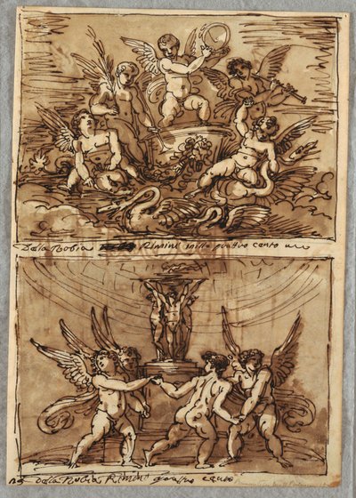 Putti in a Chariot with Dolphins and Swans by Felice Giani