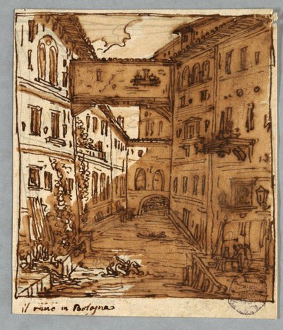 Sketchbook Page: Study of Reno, Bologna; Verso: Architectural Details by Felice Giani