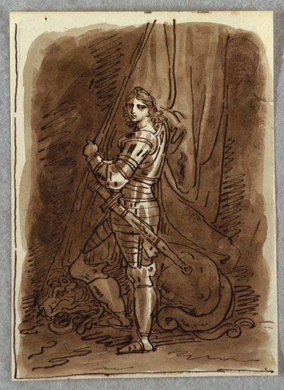 St. George, (Detail) from a Polyptych with Virgin Enthroned, Study after Dosso Dossi by Felice Giani
