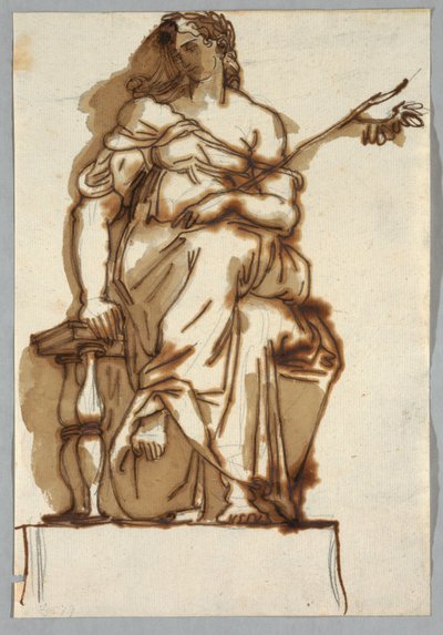 Study after an Antique Statue of a Seated Woman by Felice Giani