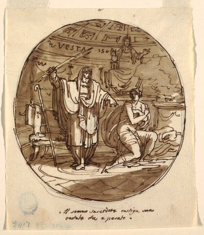 The High Priest Punishes a Vestal Virgin, Sala di Numa Pompilius, Palazzo Milzetti, Faenza by Felice Giani
