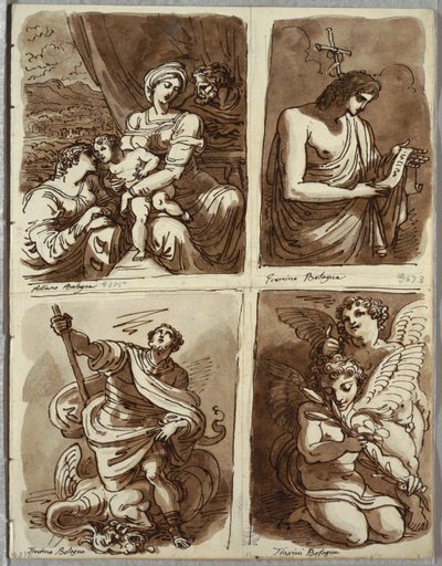 The Holy Family with Saint Catherine; St. John the Baptist, after Guercino; St. George and the Dragon, After Alessandro Tiarini; Two Putti by Felice Giani