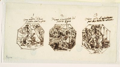 Three Sketches of Theseus Subjects, for the Sala di Teseo, Palazzo Gaddi, Forli by Felice Giani