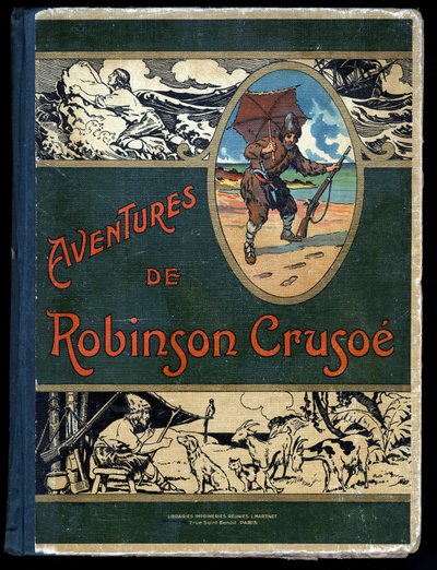 Book cover Robinson Crusoe: Illustration by Felician Myrbach for the Book of Daniel Defoe 