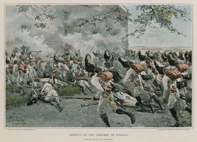 Defence of the Granary at Essling by Felicien baron de Myrbach Rheinfeld