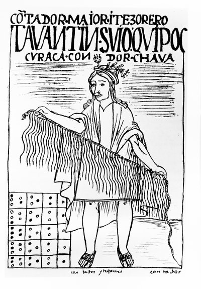 Chief accountant and treasurer, Tawantin Suyu Khipuq Kuraka, keeper of the khipu by Felipe Huaman Poma de Ayala