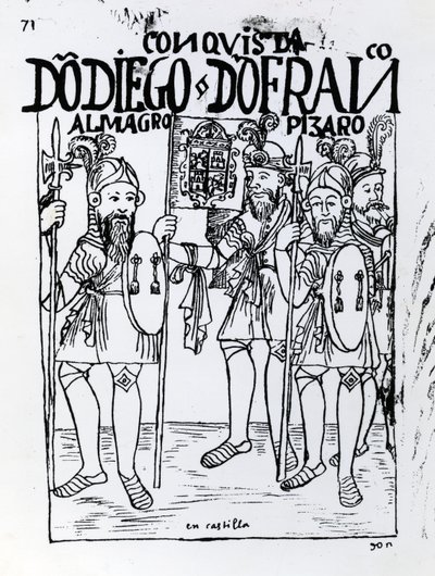 Conquistadors Diego de Amagro and Francisco Pizarro Reconciled at Castille by Felipe Huaman Poma de Ayala