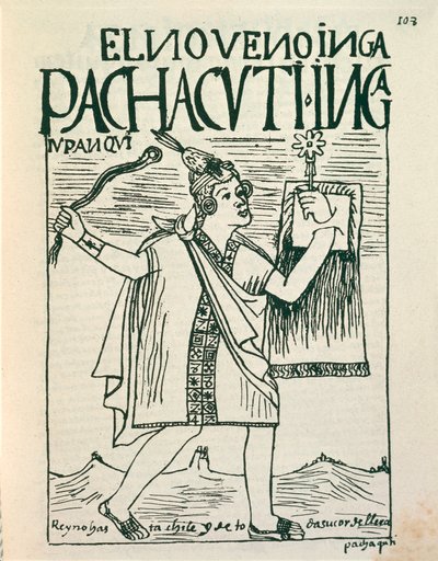 Portrait of Great Inca Emperor Pachacutec by Felipe Huaman Poma de Ayala