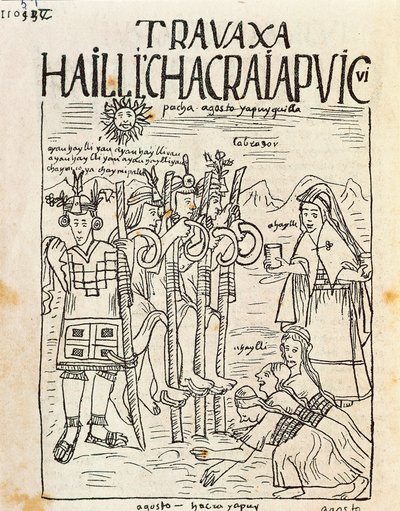 The Beginning of Agricultural Works in August by Felipe Huaman Poma de Ayala