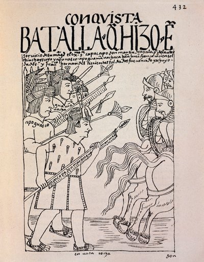 The conquest of Cuzco by the Spanish conquistadors in 1533 by Felipe Huaman Poma de Ayala