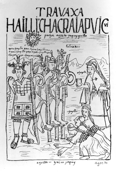 Triumphal Songs for August, the Month of Turning the Soil by Felipe Huaman Poma de Ayala
