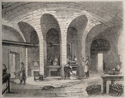 Paris - Prison de la petite Roquette (prison for women and teenagers) - The Kitchens - Engraving by after Felix Thorigny - in Le Monde Illustre from July 1865 by Felix (after) Thorigny