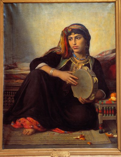 A Fellah Playing Tambourine by Felix Auguste Clement