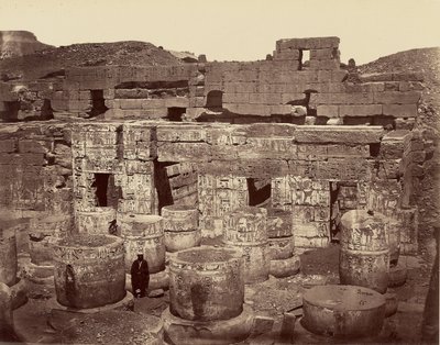 3rd Courtyard of the Great Temple of Medinet-Abou, or the Columns. Thebes by Félix Bonfils