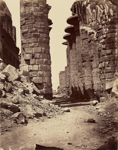 Central Avenue of the Hypostyle Hall, Taken from the East (Karnak) - Thebes by Félix Bonfils