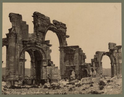 Entrance to The Great Colonnade, Palmyra, c.1875 (albumen print) by Félix Bonfils