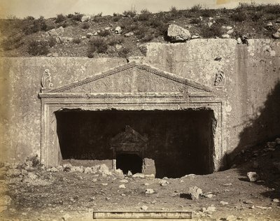 Entrance to the tomb of the Judeans, in Jerusalem by Félix Bonfils