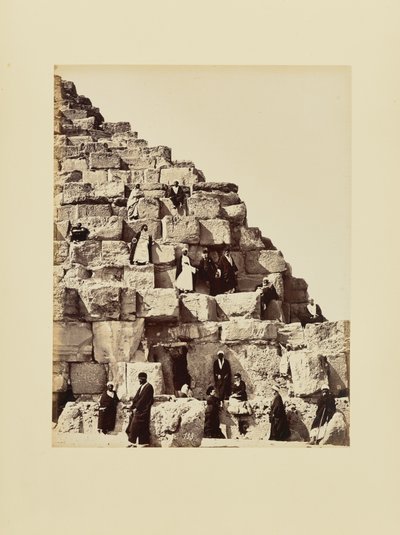 Group Portrait on the Stone Blocks of a Pyramid, Egypt by Félix Bonfils