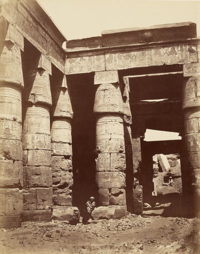 Interior of the First Courtyard of the Temple of Ramesses III at Karnak [Thebes] by Félix Bonfils