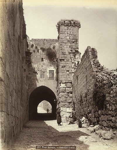 The Antonia Tower in Jerusalem. Some Men are Resting Near the Walls by Félix Bonfils