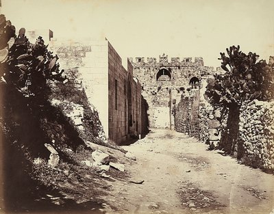 View of a Section of the City Walls and the House of Saint Anne, in Jerusalem by Félix Bonfils