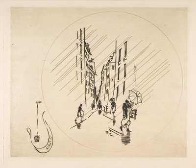 Decoration for a Plate: Rain by Felix Bracquemond