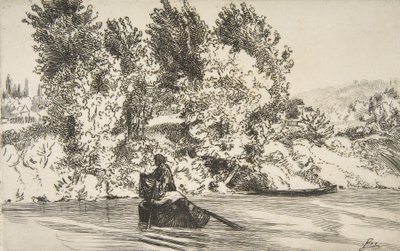 Fisherman with a net by Felix Bracquemond