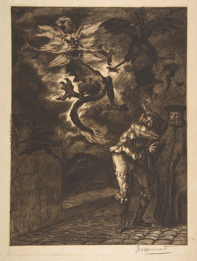 Get Out of My Sun, Scoundrels! Panurge Leaving Raminagrobis by Felix Bracquemond