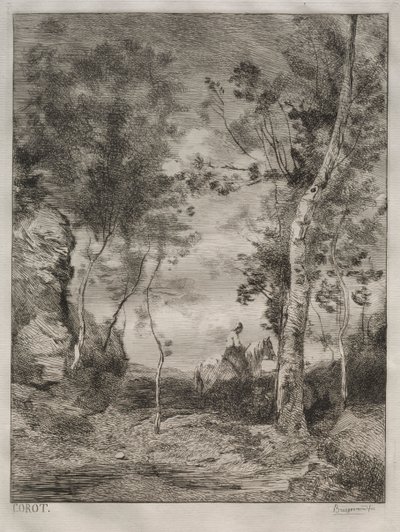 Landscape, or The White Horse (after Corot) by Felix Bracquemond