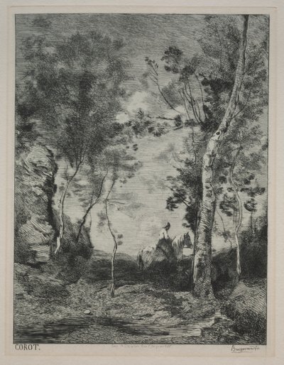 Landscape, or The White Horse, after Corot by Felix Bracquemond