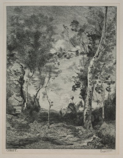 Landscape, or The White Horse, after Corot by Felix Bracquemond