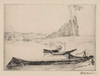 Small Ferry-Boats on the Banks of the Seine by Felix Bracquemond