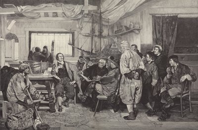 Peter the Great being taught the art of shipbuilding in Holland in 1697 (engraving) by Felix Cogen