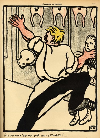 A Butcher Seizes a Woman by the Neck and Calls for Help, from 