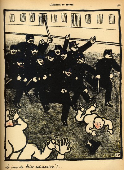 A Police Brigade Charges a Group of Demonstrators, from 