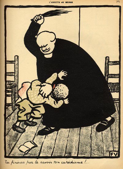 A priest beats a boy, from 
