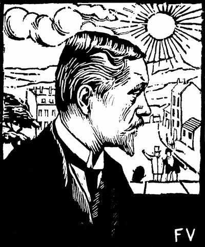 Self Portrait (Wood Engraving) by Felix Edouard Vallotton