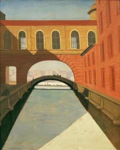Frozen Canal and Bridge near the Hermitage in Saint Petersburg by Felix Edouard Vallotton