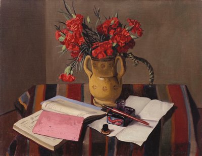 Carnations and Account Books by Felix Edouard Vallotton
