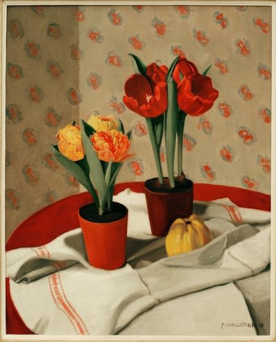 Two Pots of Red and Yellow Tulips by Felix Edouard Vallotton