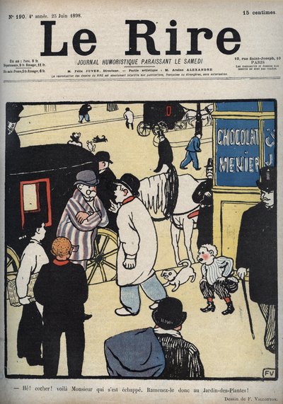 Hey! Coach! Cover of the newspaper Le Rire, June 23, 1898 by Felix Edouard Vallotton