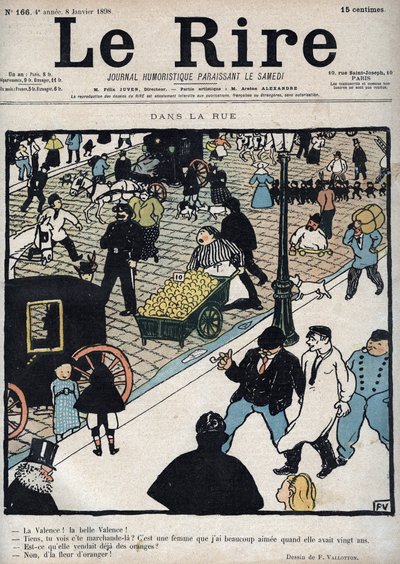 In the street - Cover of the newspaper “Le Rire”, of January 6, 1898 drawing by Felix Vallotton by Felix Edouard Vallotton