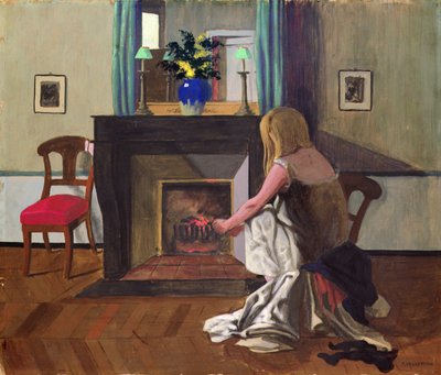 Interior with Woman in Shirt by Felix Edouard Vallotton